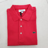 Close-up detail shot of Lacoste luxury clothing with signature branding