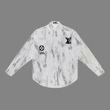 Side profile of Louis Vuitton luxury clothing with logo-detail design