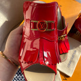 Close-up of Louis Vuitton shoes craftsmanship