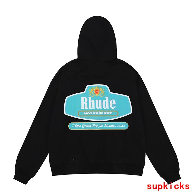 Side profile of Rhude luxury clothing with streetwear-inspired cut