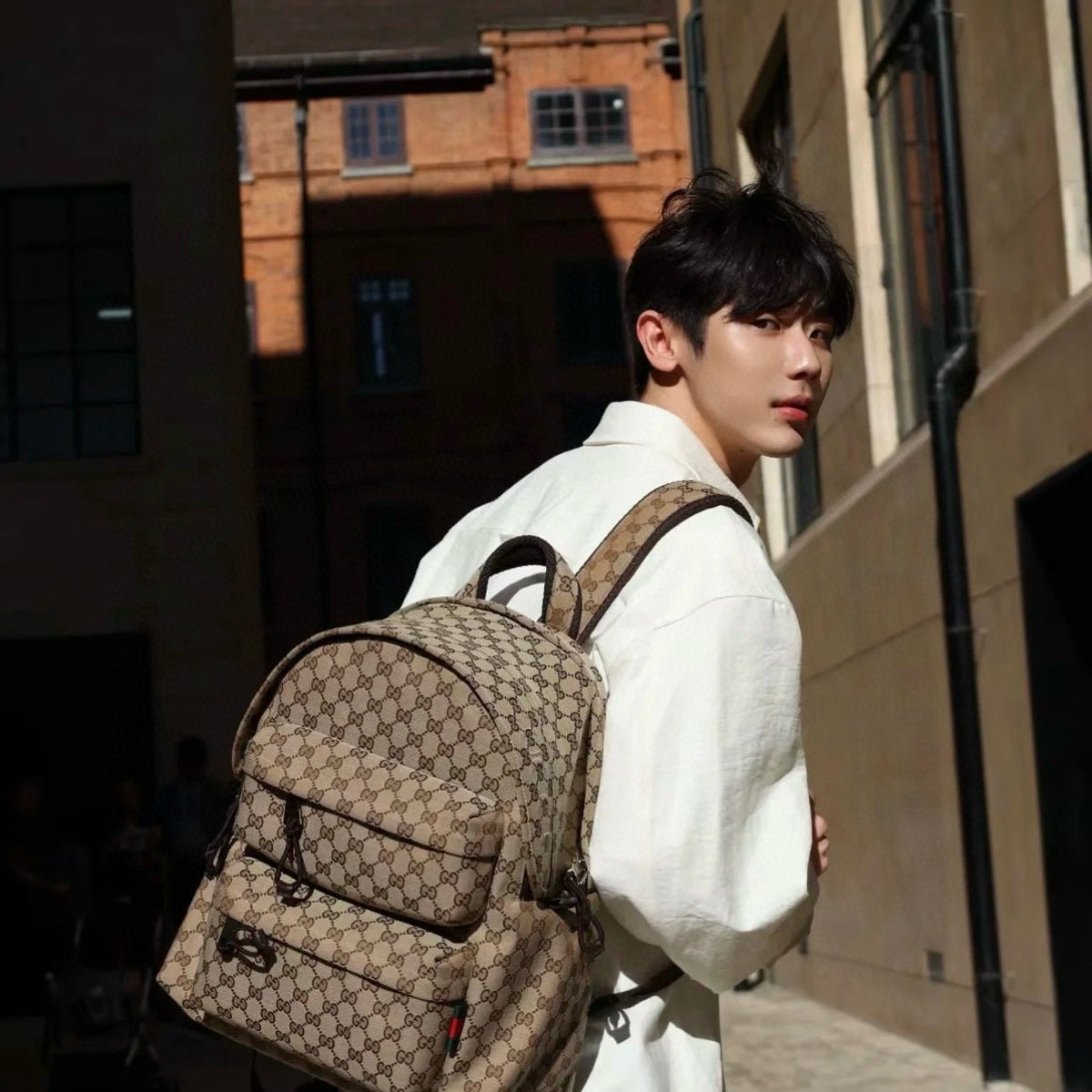 Back view of Gucci luxury Backpack with clean finishing