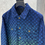 Front view of Louis Vuitton luxury clothing with label-forward styling
