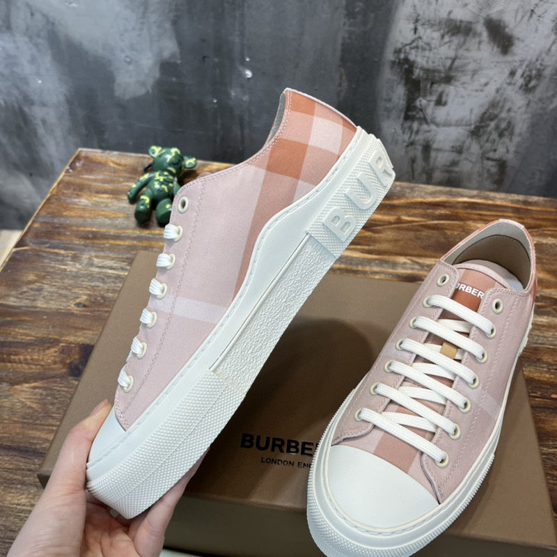 Burberry Grey Chunky Platform Sneakers - Heel Detail View