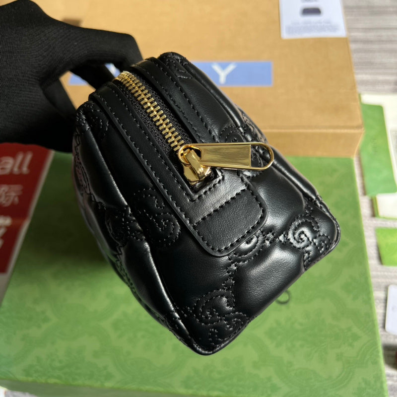 Side view of modern structured handbag