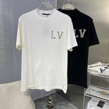 Close-up detail shot of Louis Vuitton cotton t-shirt with streetwear-inspired cut