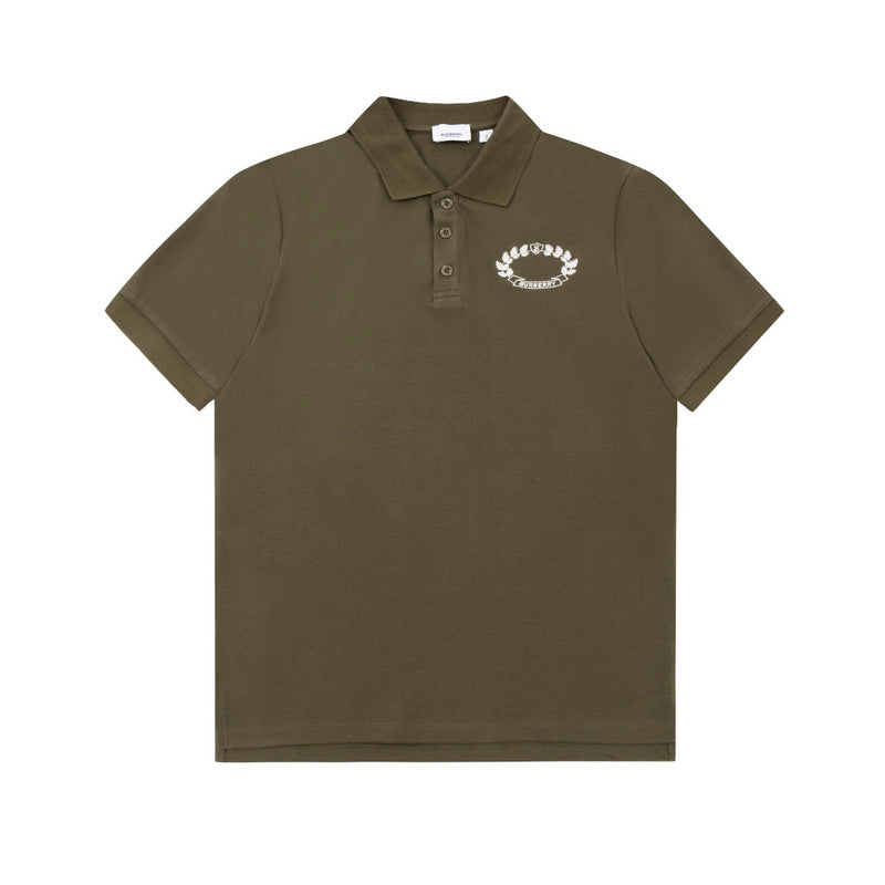 Side profile of Polo cotton polo shirt with monogram-inspired silhouette