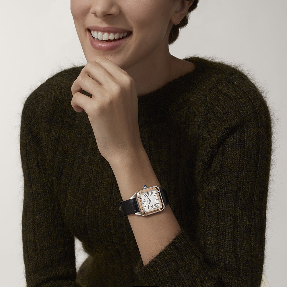 Side view of Santos-Dumont Rose Gold unisex rose gold watch