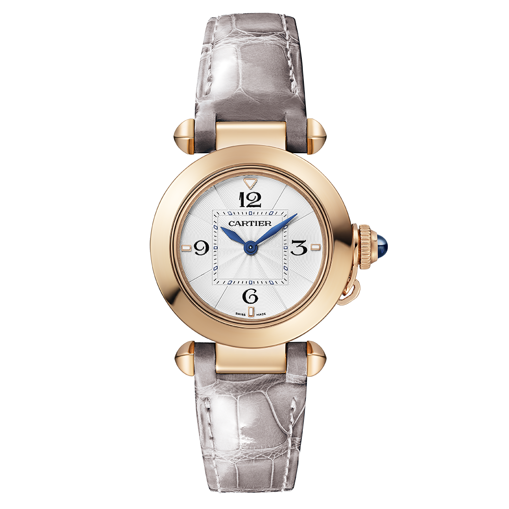 Front view of Cartier unisex rose gold watch