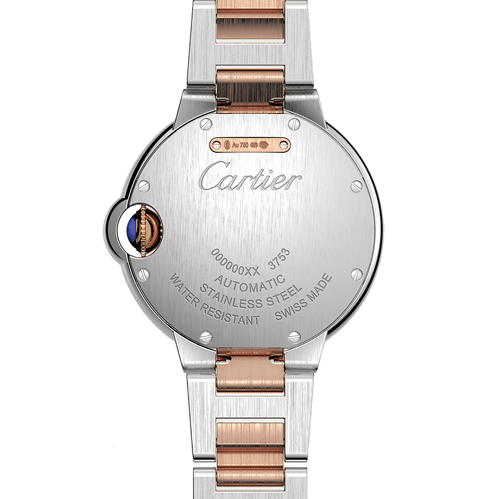 Front view of Cartier unisex rose gold watch
