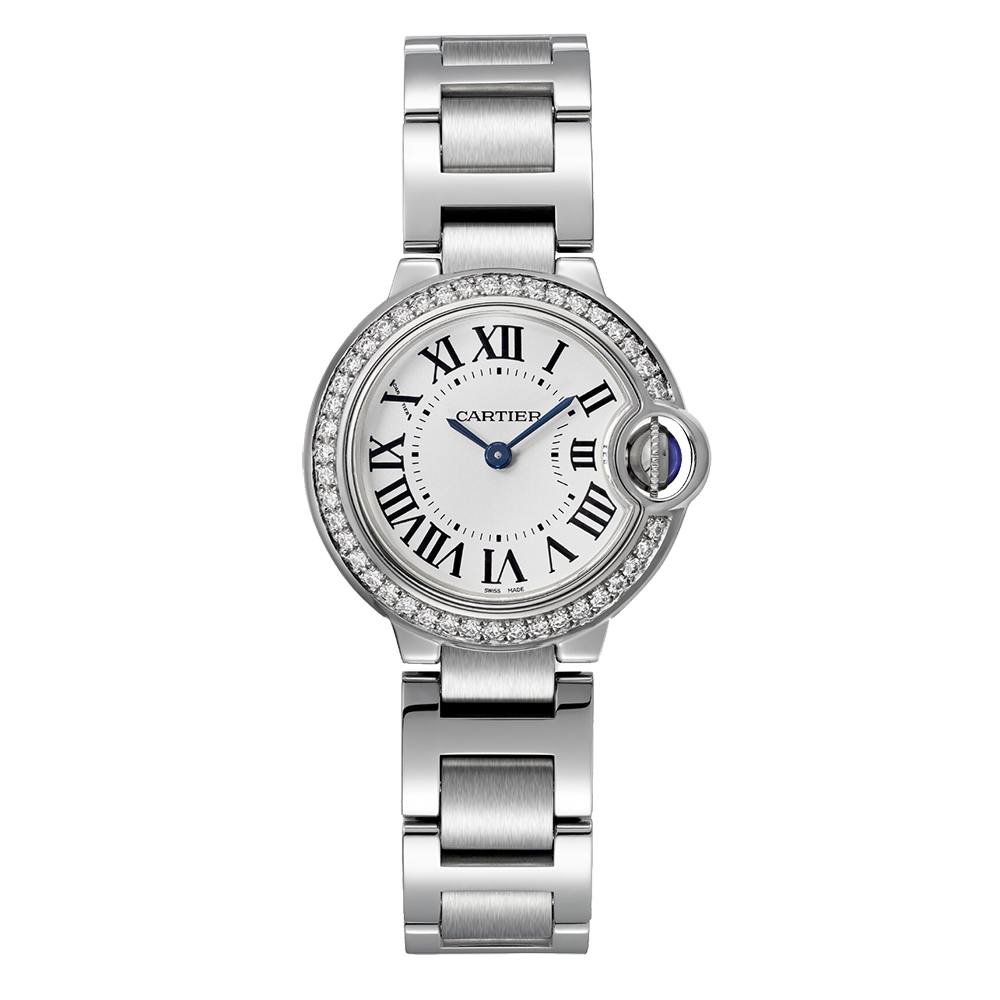 Close-up detail view of Cartier unisex watch