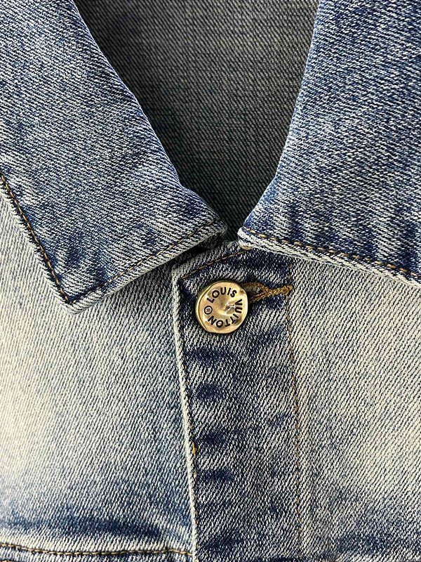 Close-up detail shot of Louis Vuitton luxury clothing with streetwear-inspired cut
