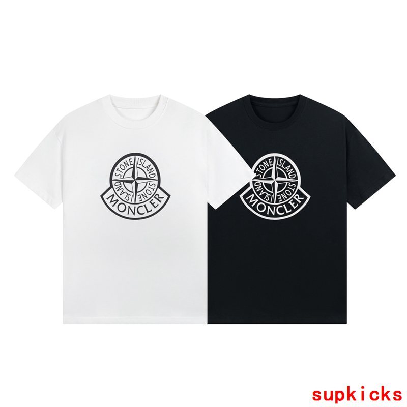 Front view of Moncler luxury clothing with logo-detail design