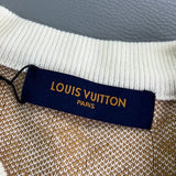 Front view of Louis Vuitton luxury clothing with monogram-inspired silhouette