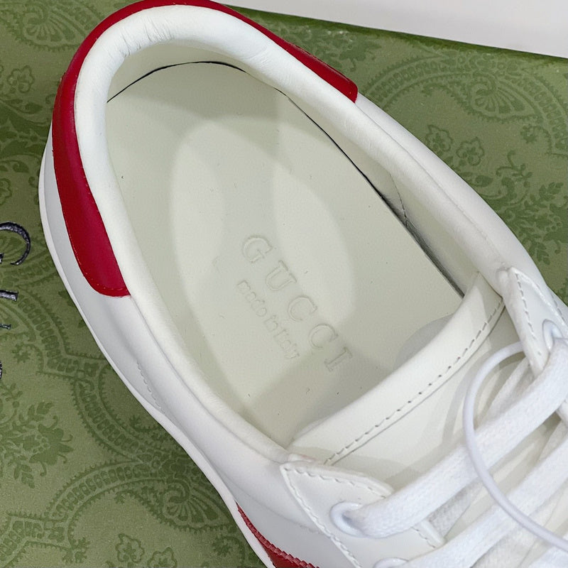 Gucci two-tone luxury sneakers view 4 signature lace-up style