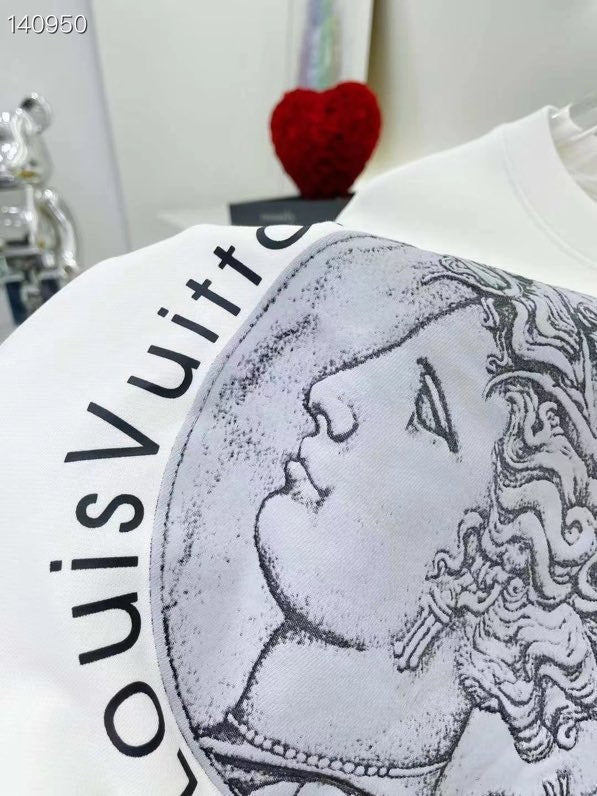 Close-up detail shot of Louis Vuitton luxury clothing with runway-inspired design