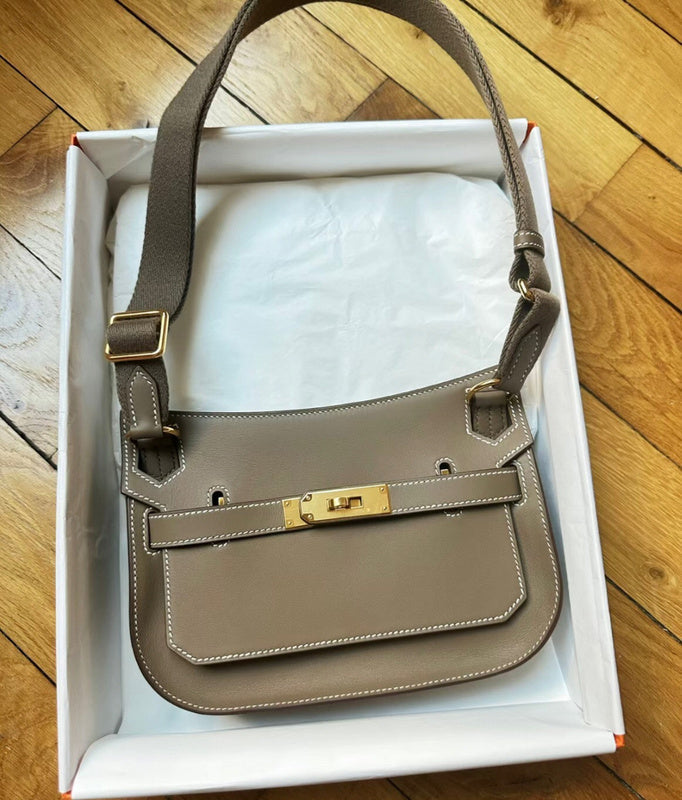Side view of modernist structured handbag