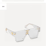 Close-up detail view of Louis Vuitton unisex sunglasses