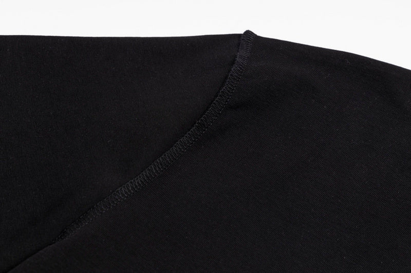 Close-up detail shot of Louis Vuitton cotton t-shirt with monogram-inspired silhouette