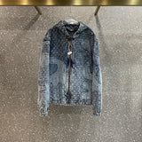 Close-up detail shot of Louis Vuitton luxury clothing with monogram-inspired silhouette