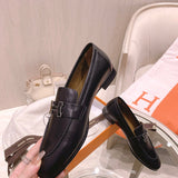 Hermès Grey Bow-Detail Flats - Sole Detail View