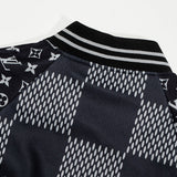 Full styled look of Louis Vuitton luxury clothing with signature branding