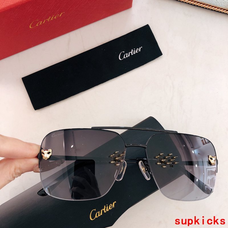 Close-up detail view of Cartier unisex sunglasses