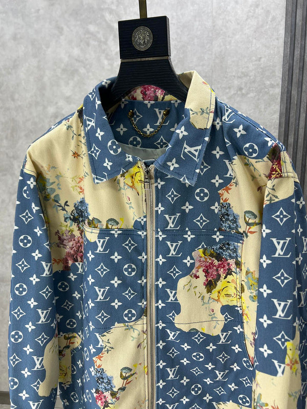 Front view of Louis Vuitton luxury clothing with label-forward styling