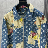 Front view of Louis Vuitton luxury clothing with label-forward styling