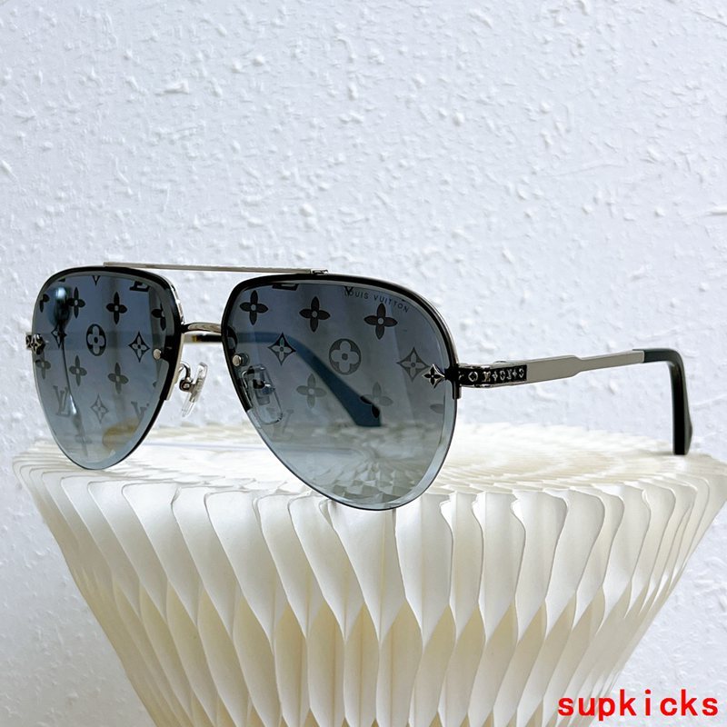 Close-up detail view of Louis Vuitton unisex sunglasses