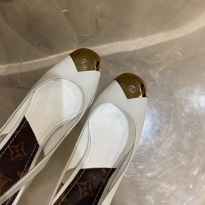 Louis Vuitton Beige Platform Heels - Detail Shot of Craftsmanship