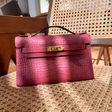 Side view of contemporary structured handbag