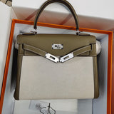 Side view of modernist structured handbag