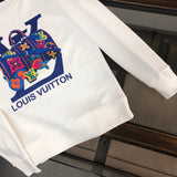 Front view of Louis Vuitton luxury clothing with signature branding