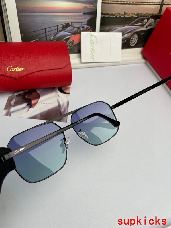 Close-up detail view of Cartier unisex sunglasses