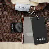 Back view of Rhude luxury clothing with monogram-inspired silhouette