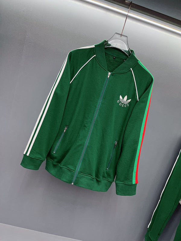 Side profile of Gucci luxury clothing with logo-detail design