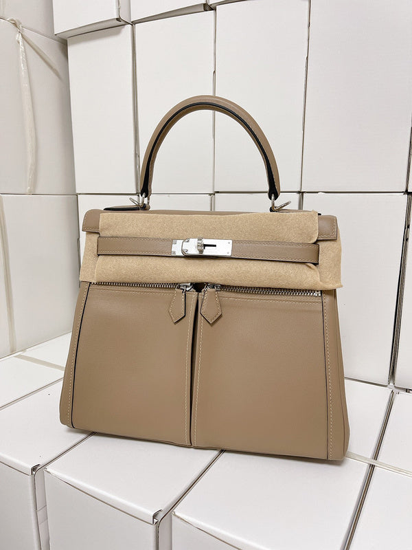 Side view of everyday-ready structured handbag