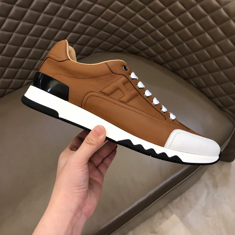 Hermès Chocolate Brown Chunky Platform Sneakers - Angled View