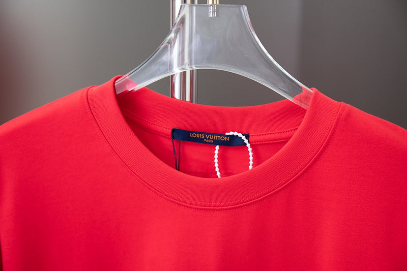Close-up detail shot of Louis Vuitton cotton t-shirt with relaxed-fit cut