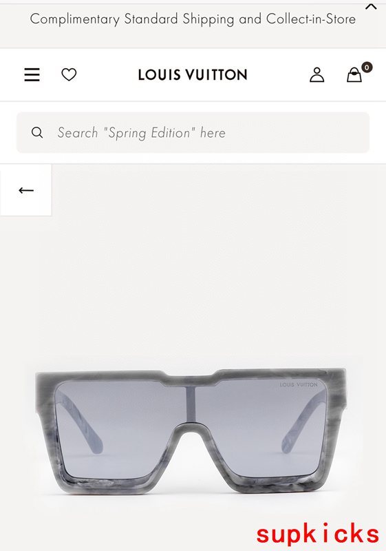 Close-up detail view of Louis Vuitton unisex sunglasses
