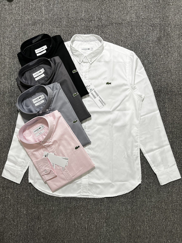 Full styled look of Lacoste luxury clothing with logo-detail design