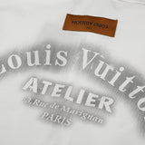 Front view of Louis Vuitton luxury clothing with monogram-inspired silhouette