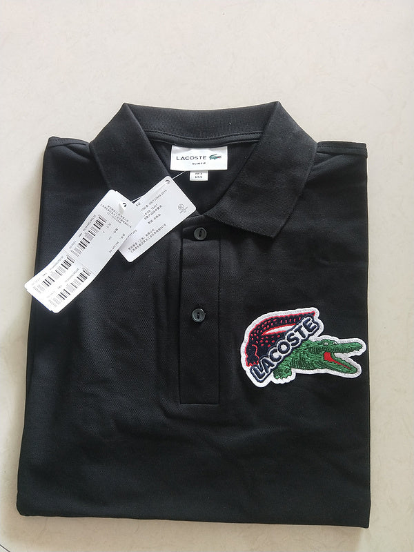Close-up detail shot of Lacoste luxury clothing with tailored silhouette