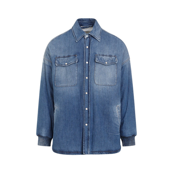Alexander McQueen Tops? Alexander Mcqueen Quilted Denim Shirt Men Premium Designer Casual Top