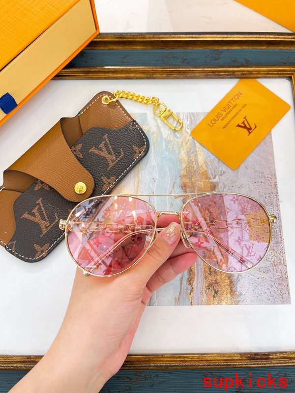 Close-up detail view of Louis Vuitton unisex sunglasses