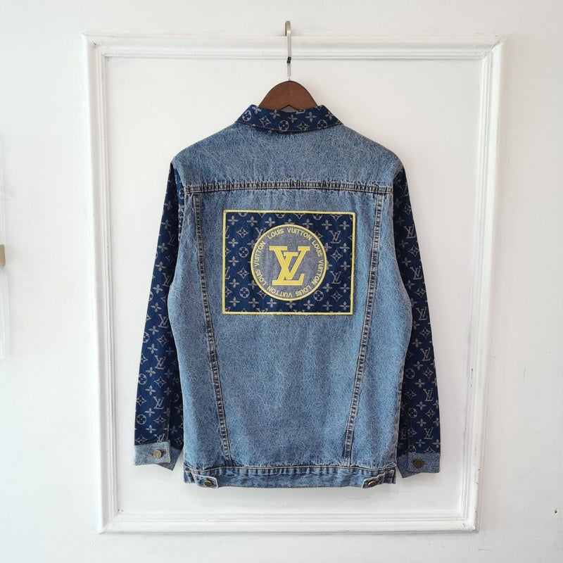 Side profile of Louis Vuitton luxury clothing with logo-detail design