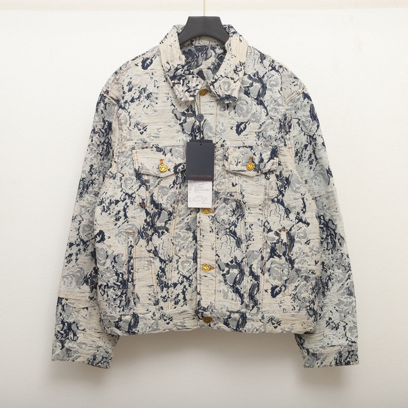 Close-up detail shot of Louis Vuitton luxury clothing with streetwear-inspired cut
