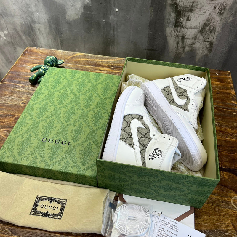 Gucci two-tone luxury sneakers view 4 signature lace-up style