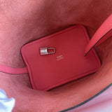 Side view of sophisticated structured handbag