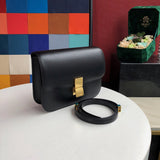 Side profile of signature classic women's handbag – women's luxury accessory